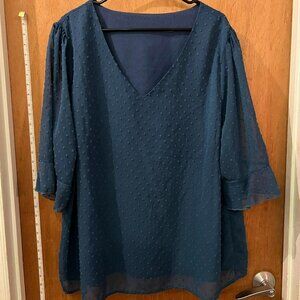 Size 4XL - Ranlege - Dark Teal Half Sleeve Pullover Blouse